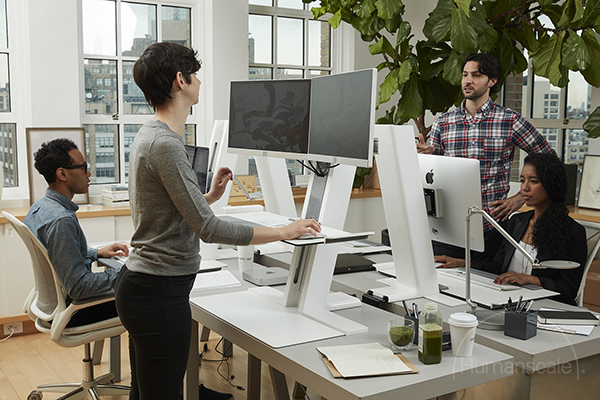 Humanscale QuickStand for Single Monitor White Office Standing Setup