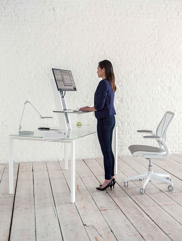 Humanscale QuickStand for Single Monitor White Standing Setup