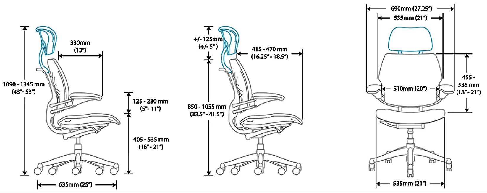 Freedom Task Chair Dimention