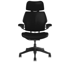 Humanscale Ergonomic Freedom Headrest Chair in Graphite Frame and Ticino Leather