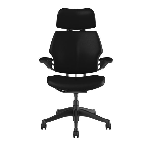 Humanscale Ergonomic Freedom Headrest Chair in Graphite Frame and Ticino Leather