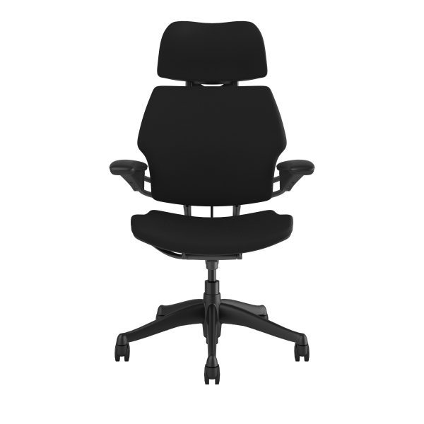 Humanscale Freedom Headrest Chair: Graphite Frame, Black Fabric, Hard Casters