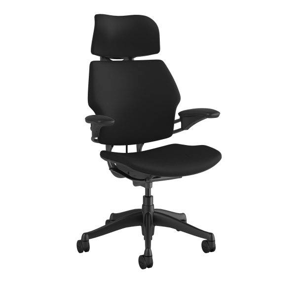 Humanscale Freedom Headrest Chair: Graphite Frame, Black Fabric