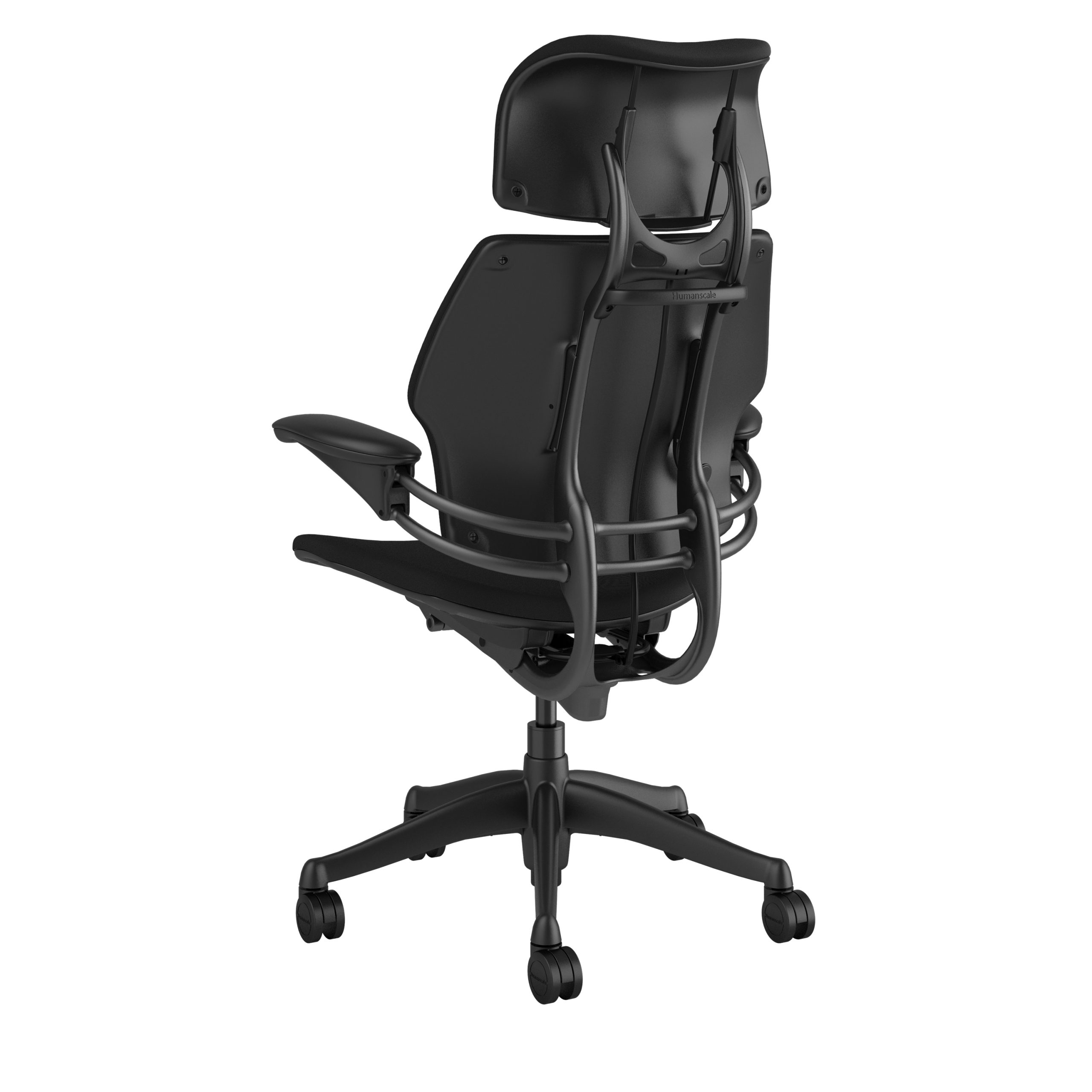 Freedom Headrest Chair: Graphite Frame, Black Fabric, Soft Casters