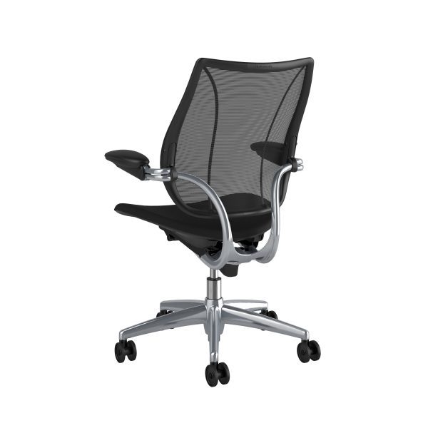 Liberty Task Chair Polished Aluminium Black Fabric Rare View