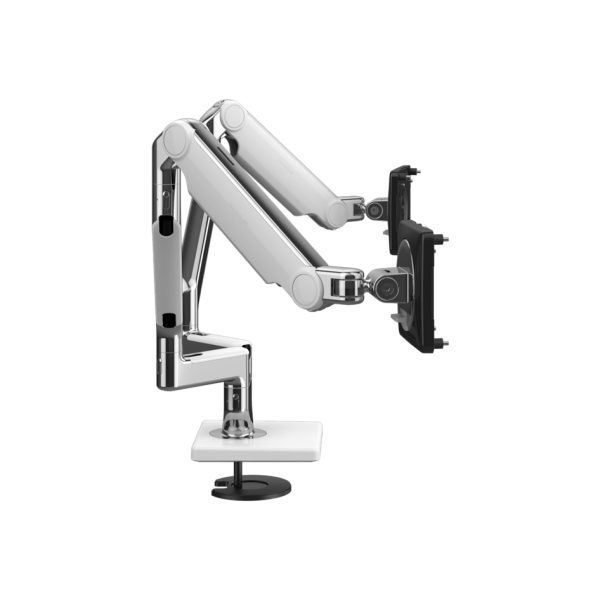 Ergonomic Monitor Arm in White: M2.1 Dual Clamp Mount Upto 7 Kg
