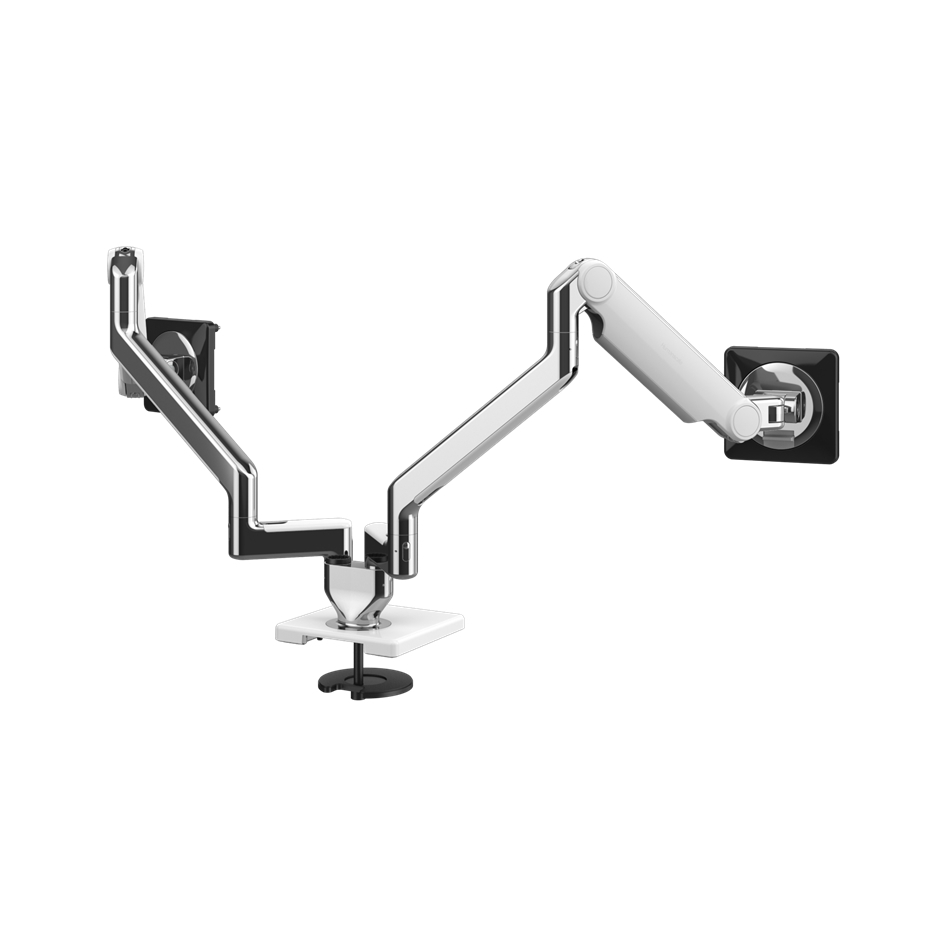 Ergonomic Monitor Arm in White: M2.1 Dual Clamp Mount 7 Kg