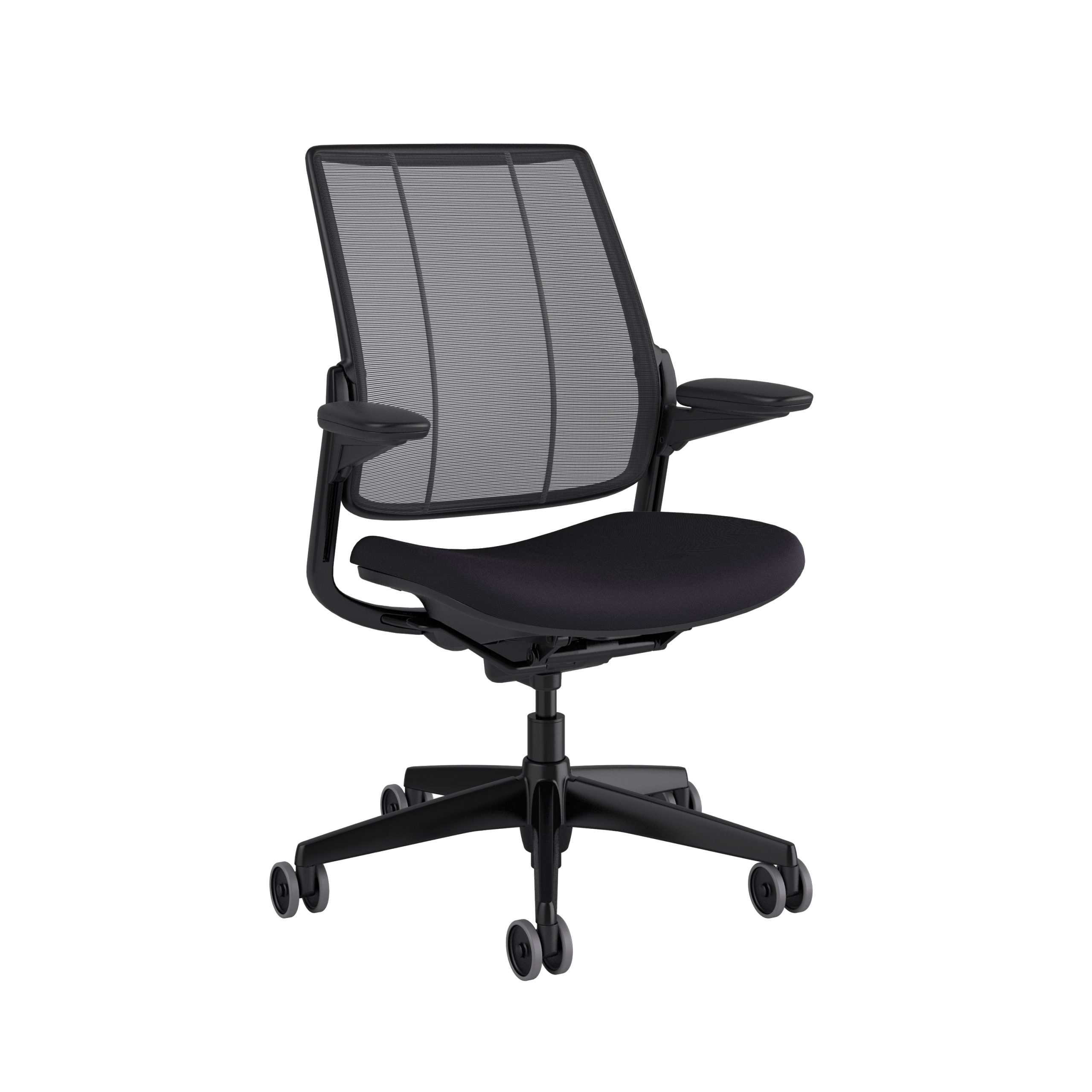 Diffrient Smart Chair: Black Frame & Cushion Seat, Mesh Backrest Diffrient Smart Chair: Black Frame & Cushion Seat, Mesh Backrest