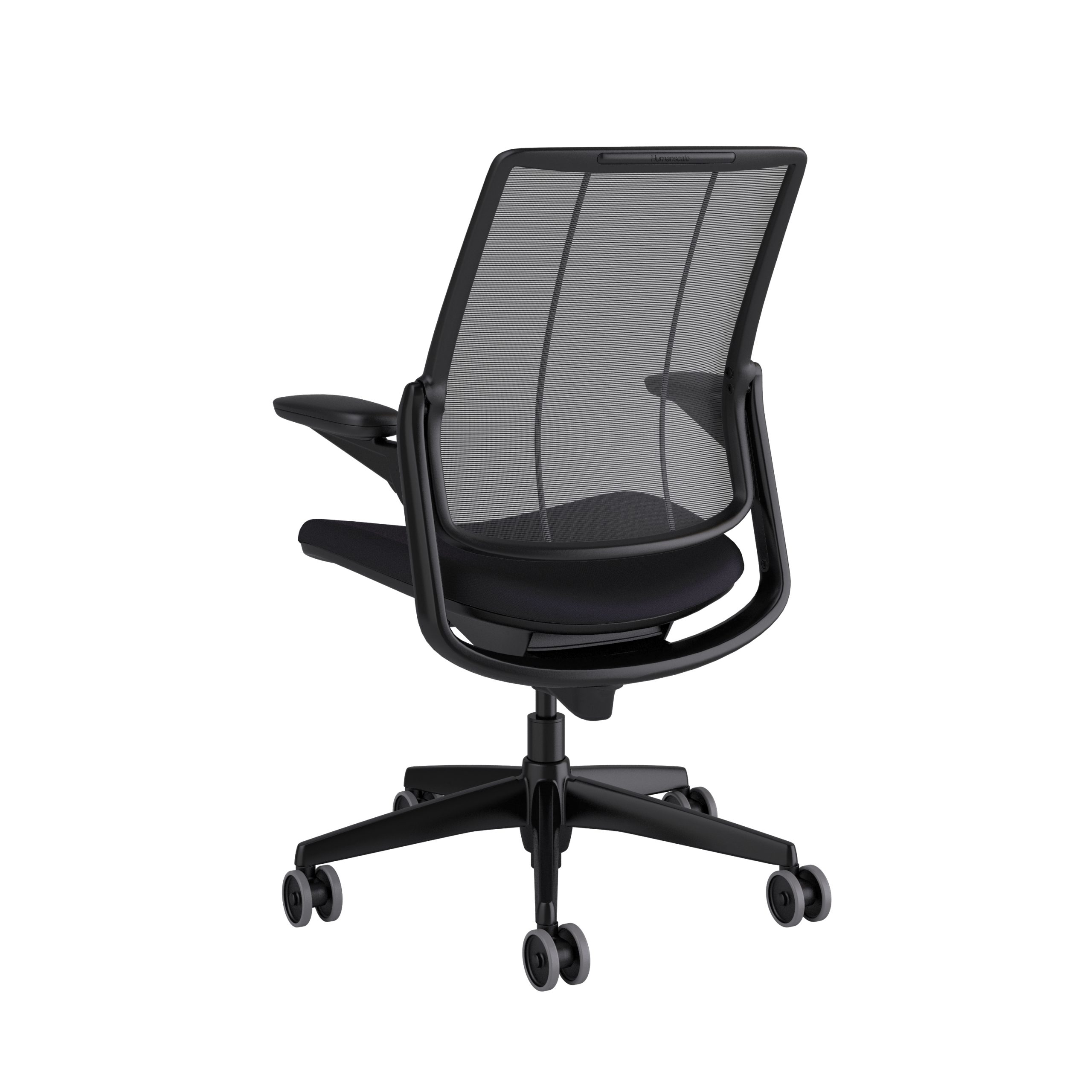 s11T_0210 Humanscale Diffrient Smart Chair: Black Frame & Cushion Seat, Mesh Backrest