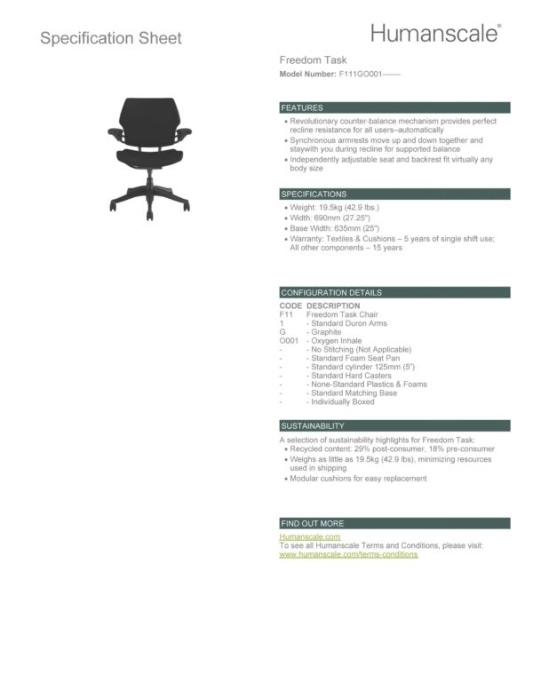 Freedom Task Chair Specification