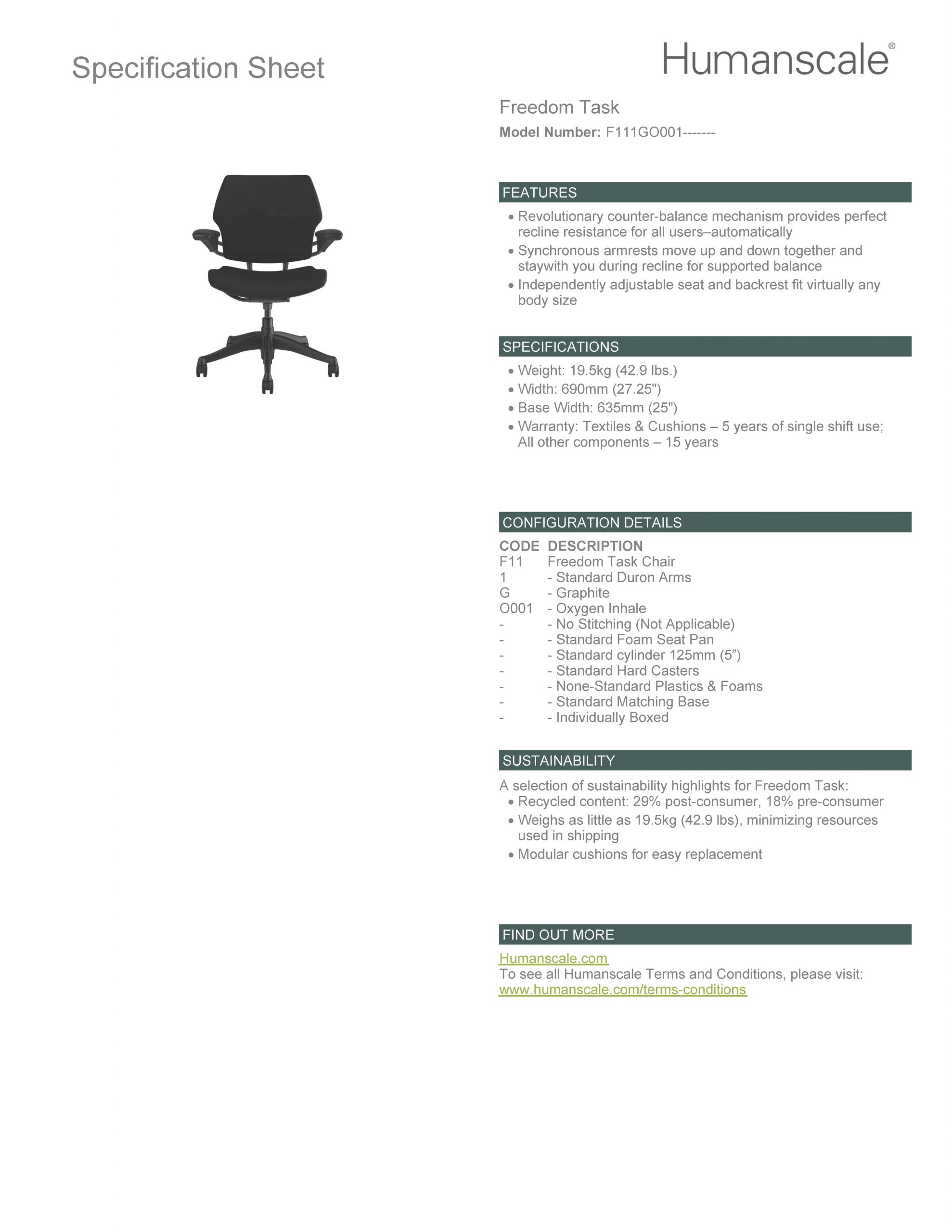 Freedom Task Chair Ghaphite Frame Black Fabric 3 Freedom Task Chair Specification