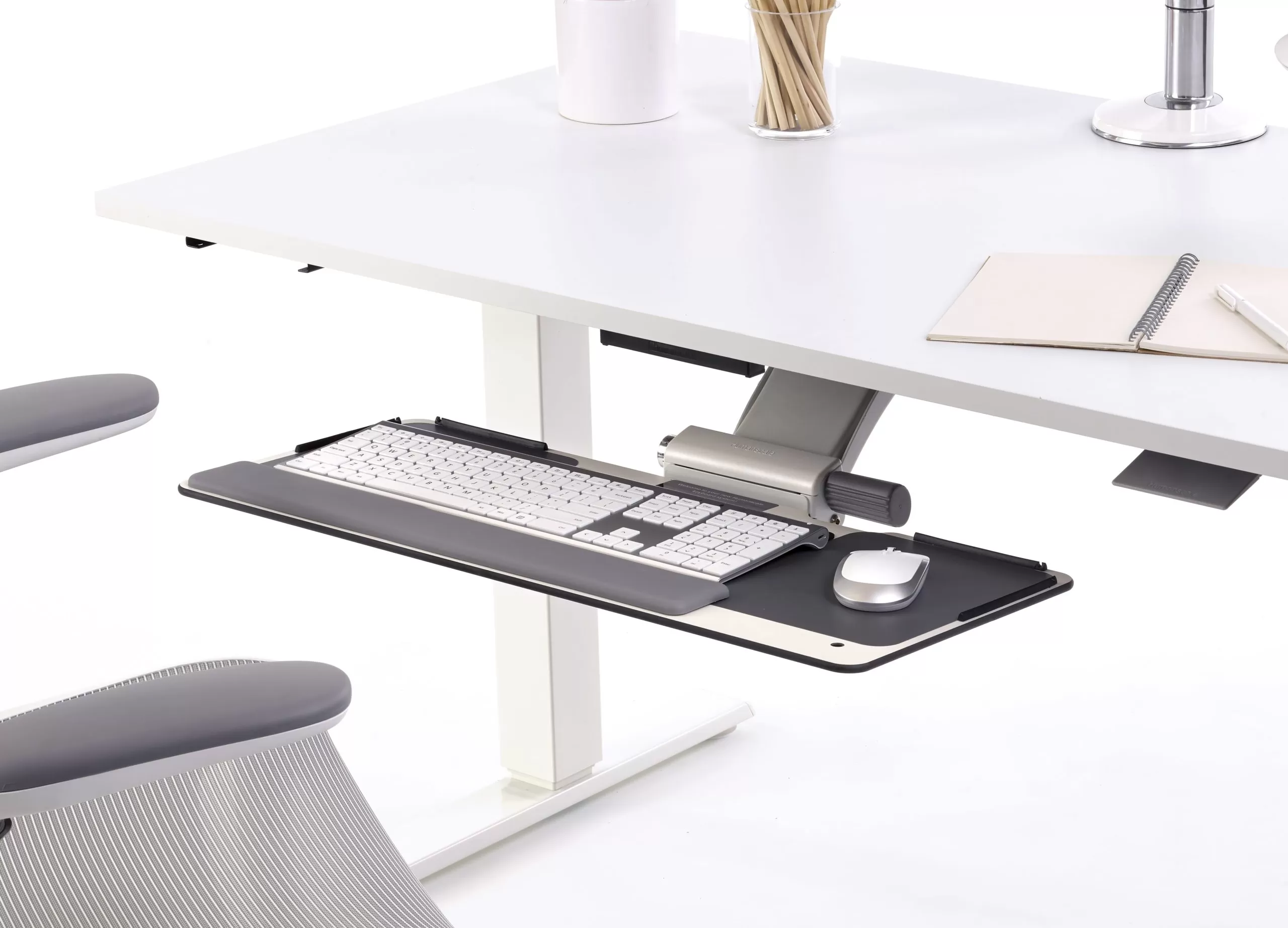 Ergonomic Humanscale 6F Adjustable Keyboard Tray For Float Table - White Ergonomic Humanscale 6F Adjustable Keyboard Tray For Float Table - White