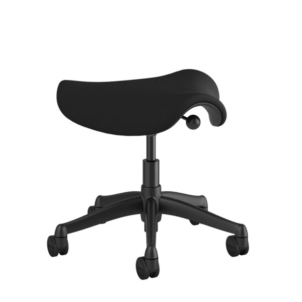 Humanscale Saddle Stool - Graphite Frame - Black Fabric Side View