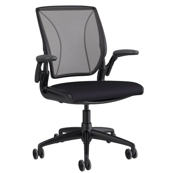 Diffrient World Chair Black Frame - Black Fabric Side View