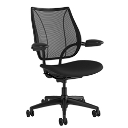 Liberty Task Chair: Black Frame, Black Fabric with automatic lumbar support