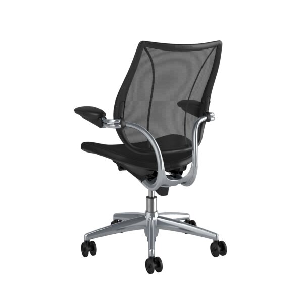 Humanscale Liberty Task Chair | Polished Aluminium – Black Leather Rare View