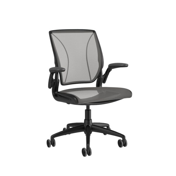 Diffrient World Chair - Black Frame Silver Mesh Side View