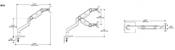 M10 Monitor Arm with Crossbar For Monitors Up To 21.8 Kg Dimention