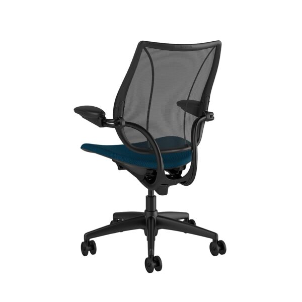 Liberty Task Chair Black Frame Blue Fabric Rare View