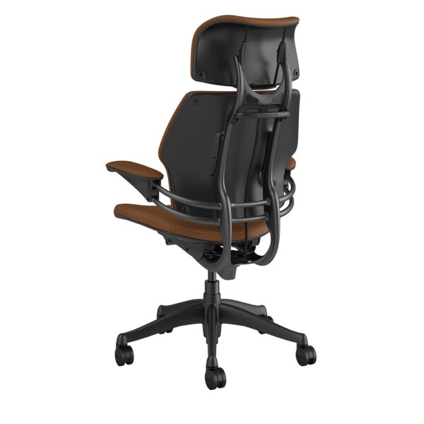 Freedom Headrest - Graphite Frame – Corvara Leather Saddle Tan Rear View