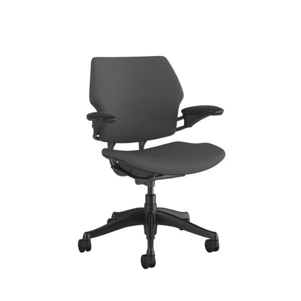 FREEDOM TASK CHAIR Graphite Frame – Colour Fabric Sideview