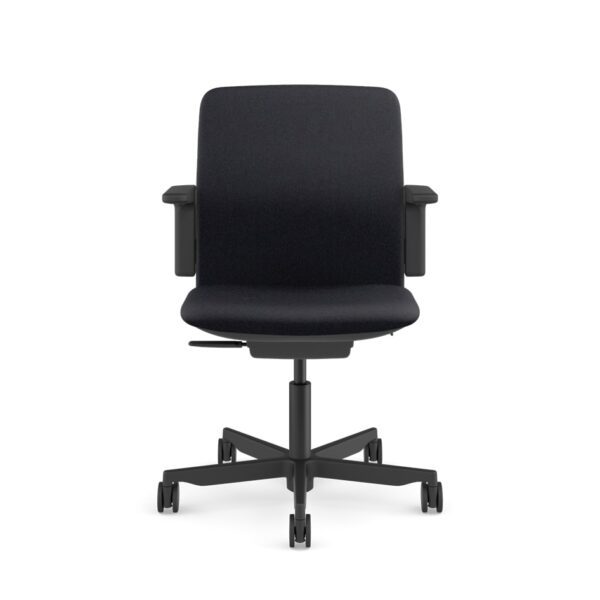 Humanscale Path Office Chair Black Frame Soft Black Cushion Front View