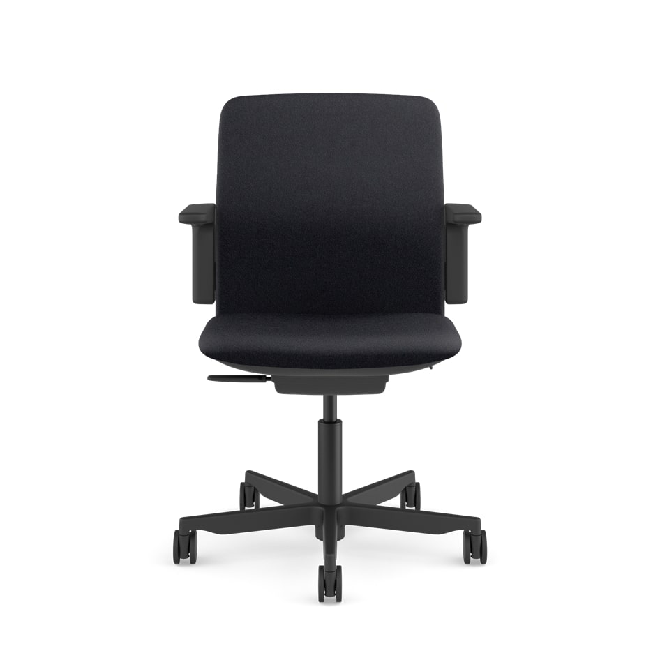 Humanscale Path Office Chair Black Frame Soft Black Cushion Front View Humanscale Path Office Chair Black Frame Soft Black Cushion Front View