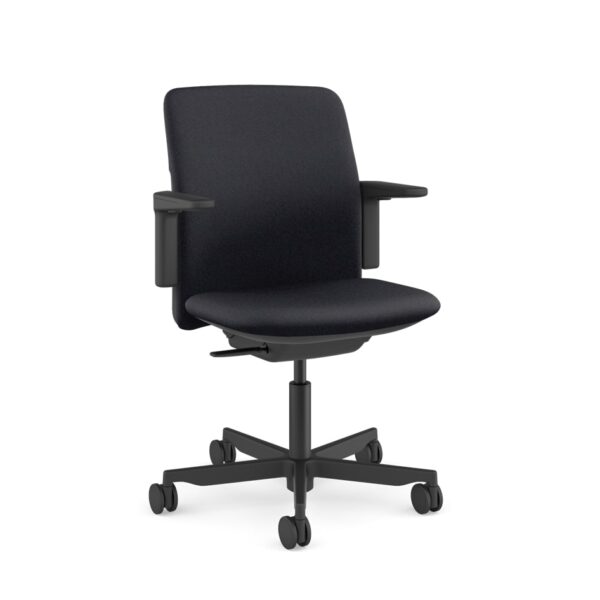 Humanscale Path Office Chair Black Frame Soft Black Cushion Side View