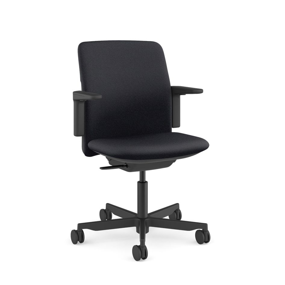 Humanscale Path Office Chair Black Frame Soft Black Cushion Side View Humanscale Path Office Chair Black Frame Soft Black Cushion Side View