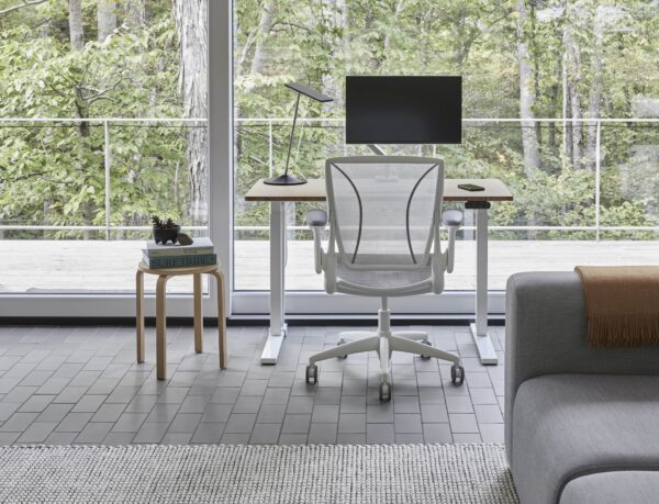 Height Adjustable White Desk: eFloat Go 2.0 Home Set-up