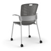 A gray cinto office chair with a perforated back, metal legs, and small wheels